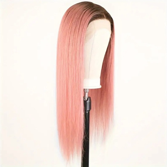 200% Density 18” #4/Pink Straight Human Hair Colored Wig - Picture 6 of 10